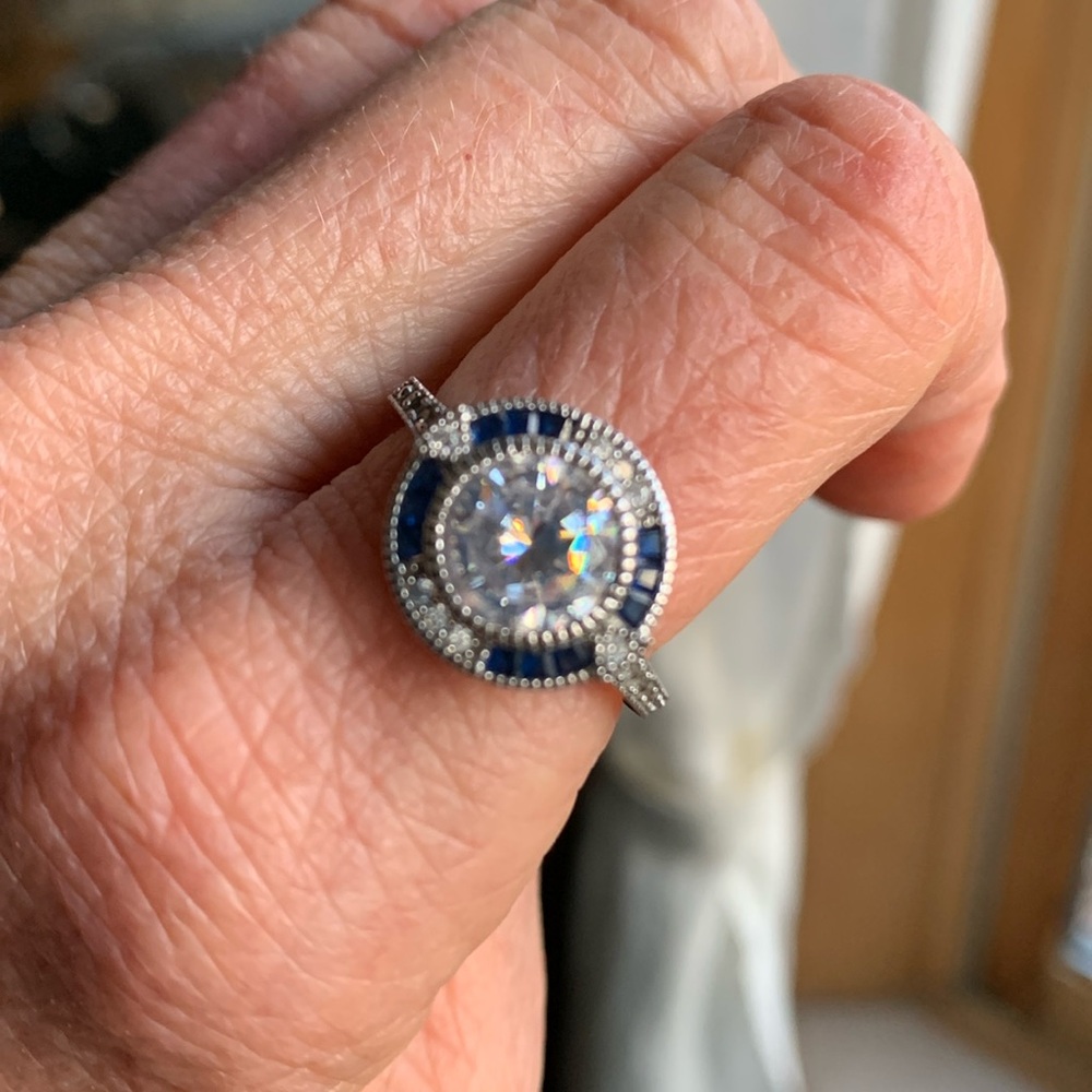 Elegant Sterling Silver and Blue Gemstone Ring